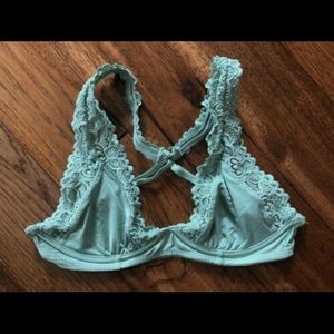 Aerie Teal Lace Silk Bralette